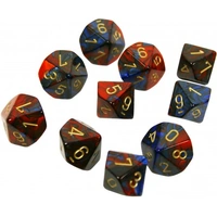 CHX 26229 Gemini Polyhedral Blue-Red/Gold Set of Ten d10s