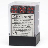 CHX 27878 Velvet 12mm d6 Black/Red Block (36)