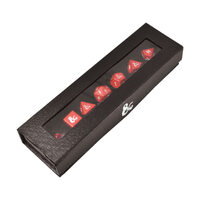 Ultra Pro: UP18395 D&D Heavy Metal Set 7 RPG Red and White Deluxe Dice Set