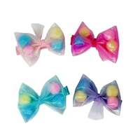 Pom Pom Bow Hair Clip