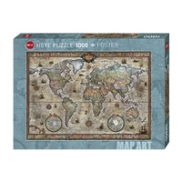 Puzzle - Heye - Map Art; Retro World 1000Pc