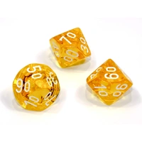 Chessex Tens 10 Dice Translucent Polyhedral Yellow/white Tens 10