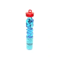 CHX 01137L Large Translucent Azure Blue Glass Stones Tube