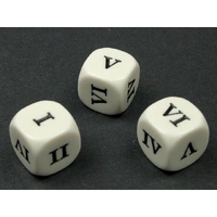 CHX KOP09966 16mm Opaque d6 Roman Numerals I-II-III-IV-V-VI White/black