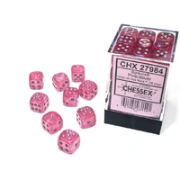 Chessex D6 DiceBorealis 12mm d6 Pink/silver Luminary Dice Block (36 dice)