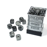 Chessex D6 DiceBorealis 12mm d6 Light Smoke/silver Luminary Dice Block (36 dice)