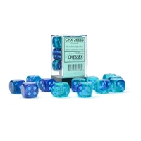 Chessex D6 DiceGemini 16mm d6 Blue-Blue/light blue Luminary Dice Block (12 dice)