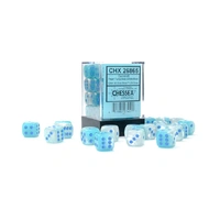 Chessex D6 DiceGemini 12mm d6 Pearl Turquoise-White/blue Luminary Dice Block (36 dice)