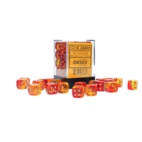 Chessex D6 DiceGemini 12mm d6 Translucent Red-Yellow/gold Dice Block (36 dice)