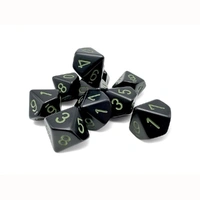 CHX 25258 Opaque Black/green Set of Ten d10s