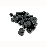 CHX 25858 Opaque 12mm d6 Black/green Dice Block (36 dice)