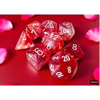 CHX 30070 Borealis Passion/white Luminary Polyhedral 7-Dice Set (with bonus die)