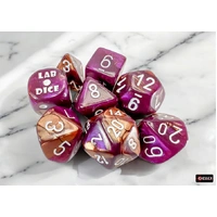 CHX 30071 Gemini Copper-Purple/white Polyhedral 7-Dice Set (with bonus die)