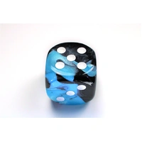 Chessex D6 DiceGemini 50mm w/pips Black-Shell/white d6