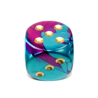 CHX DG5049 Gemini Purple-Teal/gold 50mm d6 dice w/pips