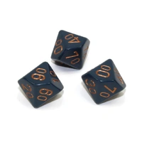 Chessex Tens 10 Dice Opaque Polyhedral Dusty Blue/copper Tens 10