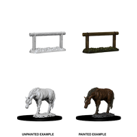 WizKids Deep Cuts Unpainted Miniatures Horse & Hitch