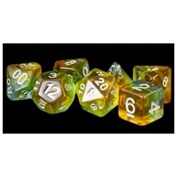 MDG Polyhedral Resin Dice Set - Yellow Aurora