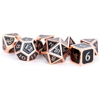 MDG Metal Polyhedral Dice Set - Antique Copper/Black Enamel
