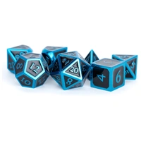MDG Metal Polyhedral Dice Set - Blue/Black Enamel