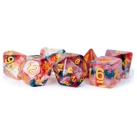 MDG Unicorn Resin Polyhedral Dice Set - Pheonix Ash