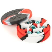 MDG Silicone Dice Case Round - Red/Black/White 