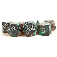 MDG Polyhedral Acrylic Dice Set 16mm with Silver Numbers- Stardust Gray