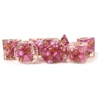 MDG Resin Pearl Polyhedral Dice Set 16mm - Pink with Copper Numbers