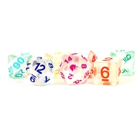 MDG Unicorn Resin Polyhedral Dice Set - Rainbow Ice