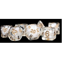 MDG Resin Polyhedral Dice Set 16mm - Pearl with Copper Numbers