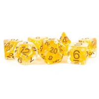 MDG Resin Polyhedral Dice Set 16mm - Pearl Citrine with Copper Numbers