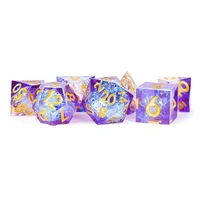 MDG Handcrafted Sharp Edge Resin Dice Set - Royal Geode