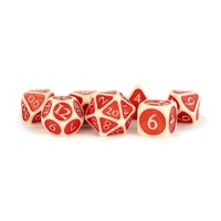 Fanroll: 16mm Enamel Acrylic Poly Dice Set: Ivory w/ Red Enamel
