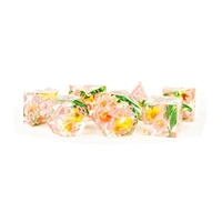 MDG Handcrafted Sharp Edge Resin Dice Set Chrysanthemum w/ Pink Numbers