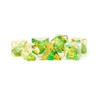 MDG Handcrafted Sharp Edge Resin Dice Set Frog Dice