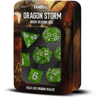 MDG Silicone 16mm Poly Dice Set - Dragon Storm Silicone Green Dragon Scales