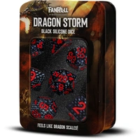 MDG Silicone 16mm Poly Dice Set - Dragon Storm Silicone Black Dragon Scales