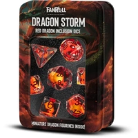 MDG Resin 16mm Poly Dice Set - Dragon Storm Inclusion Resin Red Dragon