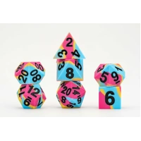MDG 16mm Pride Sharp Edge Silicone Rubber Poly Dice Set: Pansexual