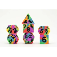 MDG 16mm Pride Sharp Edge Silicone Rubber Poly Dice Set: Rainbow Flag