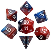 MDG Mini Polyhedral Dice Set White Numbers- Red/Blue
