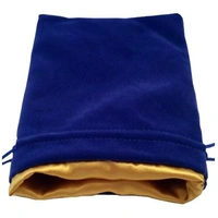 MDG Large Velvet Dice Bag with Gold Satin Lining - Blue