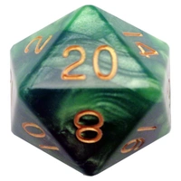 Fanroll: 35mm Mega Acrylic d20: Green/Light Green w/ Gold Numbers