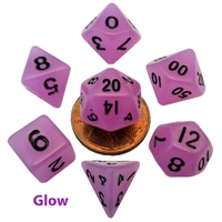 Fanroll: 10mm Mini Polyhedral Dice set: Glow Purple