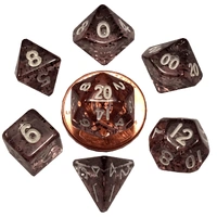 MDG Mini Polyhedral Dice Set White Numbers- Ethereal Black