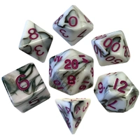 MDG Acrylic Dice Set Marble - Purple Numbers