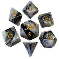 MDG Acrylic Dice Set Marble - Gold Numbers