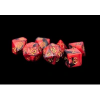 MDG Acrylic Dice Set Gold Numbers - Red/Black