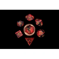 MDG Mini Polyhedral Dice Set Gold Numbers- Red/Black