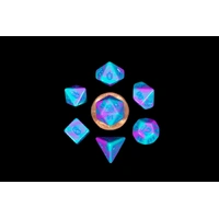 MDG Mini Polyhedral Dice Set Blue Numbers- Purple/Teal